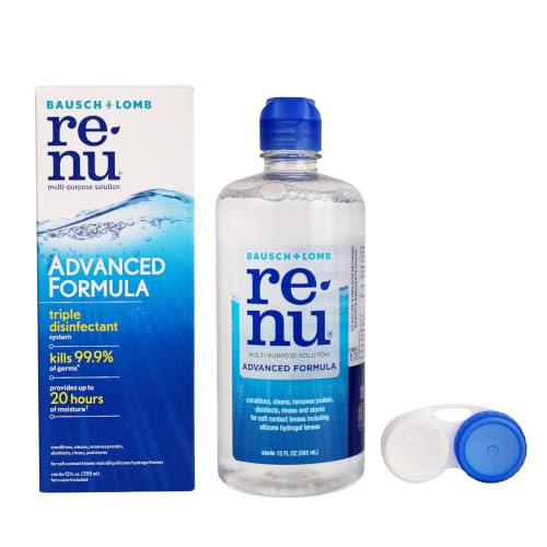 Image of Renu Contact Lens Solution, Advanced Formula, Multi-Purpose Solution with Lens Case, Gently Cleans, Disinfects, Moisturizes & Hydrates Soft Lenses for All-Day Comfort, 12 Fl Oz