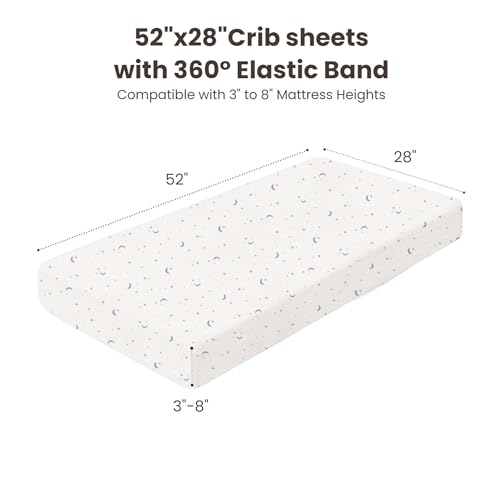 Image of Konssy Muslin Crib Sheets for Boys, Soft Cotton Neutral Baby Sheets for Standard Crib Mattress 2 Pack, 52 inchx28 inch (Dreamfield Sky,Baby Blue Plaid)