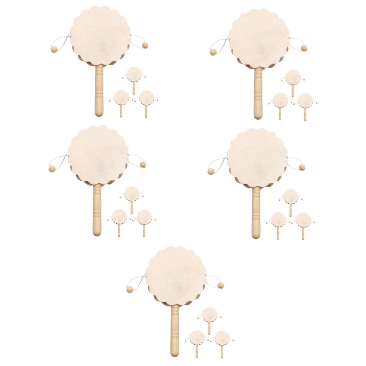 Toddmomy 20pcs Wooden Unfinished -Drum for DIY Crafts Musical Instrument Shaking Desktop Ornament for Boys and Girls