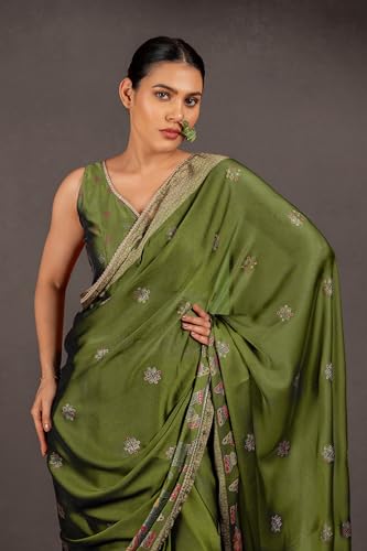Image of MIRCHI FASHION Saree for Woman Chiffon Foil Work Floral Printed | Ethnic Sari for Function and Farewell with Unstitched Blouse Piece (Available in 15 Colors)