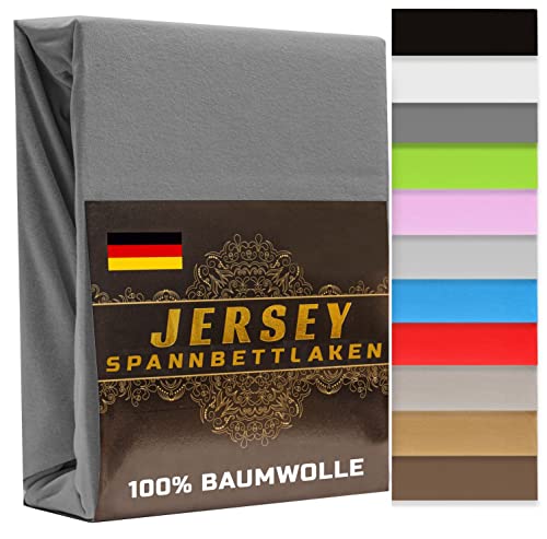 Spannbettlaken 120x200cm Dunkelgrau 165 g/m² – Jersey Spannbetttuch...