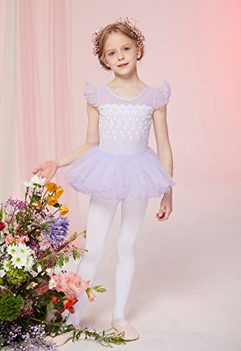 MdnMd Fly Short Sleeve Lace Dance Ballet Tutu Leotard Ballerina Outfit for Toddler Girls4