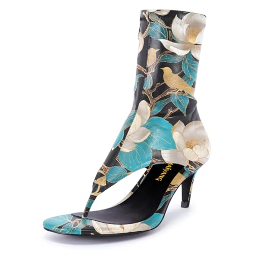 Maiyang Women Open Split Toe Sandal Boots Ankle High Zip up Kitten Low Heels Fashion Party Prom Shopping Shoes Size 4-16 US