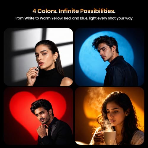 Image of Simpex G-20 RGB Photography Flashlight Portable 20W LED Video Light with Professional Optical Lens, Adjustable Focus Beam, 20 Projection GOBOs, 20 Color Filters, 7500mAh Battery, Type-C Charging