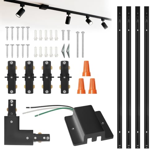 YuLuoXiang H Track Lighting Rails Kit Black 13FT