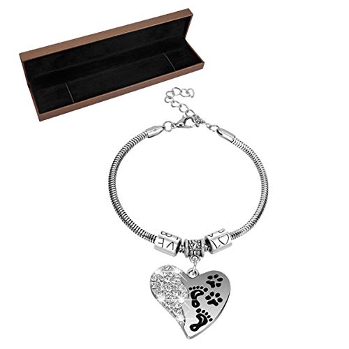 LegendTech Bracelet Bijoux Femme Bracelets Bracelet Coeur Chaîne à Main en Alliage d'argent élégant et Beau Bracelet Noël Anniversaire Saint-Valentin Love Pendentif Argent Boîtes à Bijoux