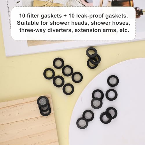 image for NQEUEPN 20pcs Shower Head Filter Gasket, 2 Types Faucet Washers 10 Rub