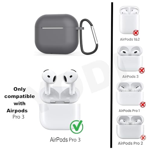Image of YODI Case Cover for Airpods Pro|Pro 2|Airpods Pro 3|Airpods 4 Pouch, Silicone Cases with Cleaner Kit 360 Drop Protection,Shock-Resistant ((SILI-Dark Grey), Airpods Pro 3 (2025))
