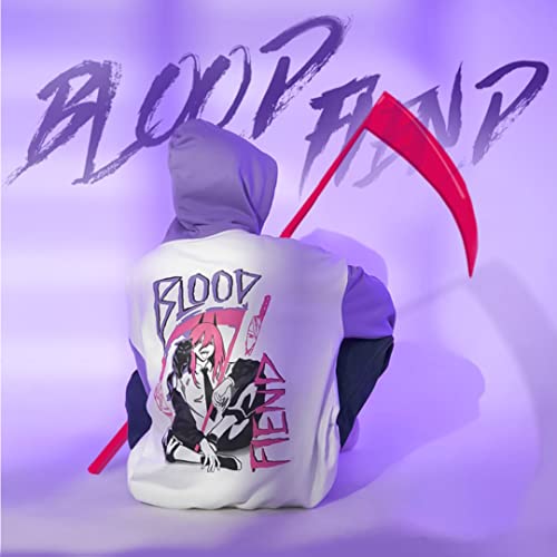 Image of ComicSense.xyz Unisex Chainsaw Man Anime Oversized Hoodie for Men and Women, Blood Fiend Printed Drop Shoulder Cosplay Anime Hoodies