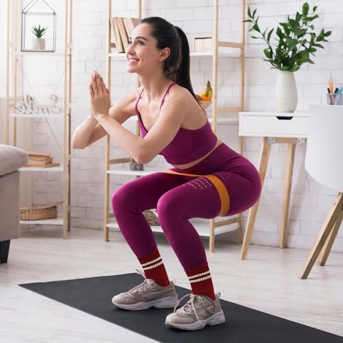 Image of Toes Home Pilates Socks for Women with Non Slip Grippers, Yoga Crew Socks for Barre Hospital Sticky Slipper Socks 4 Pairs