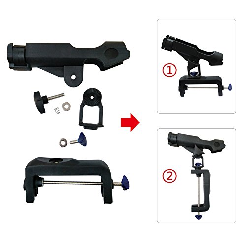 image for AGOOL Fishing Boat Rods Holder with Large Clamp Opening 360 Degree Adj
