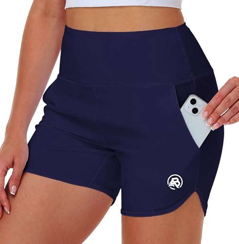 Image of AOBUTE Womens High Waisted Swim Board Shorts UPF 50+ Quick Dry Swim Trunks with Pockets