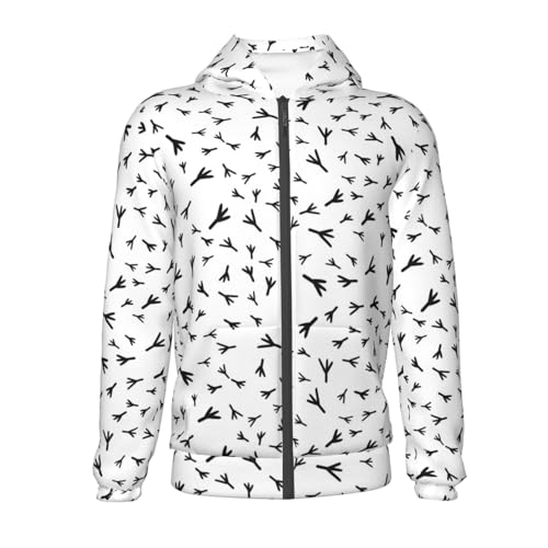 Bird Footprints Kids Pullover Hoodies Boys Zip Up Sweatshirts Girls Athletic Clothes with Pocket2