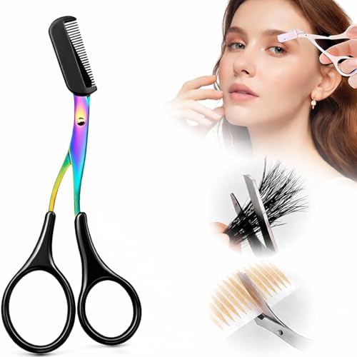 Eyebrow Trimmer Scissor Eyebrow Trimmer for Women Men Eyebrow Scissors with Comb Non-Slip Eyebrow Cutter Eye Brow Razors Eye Brow Shaper Trimming Scissors Makeup Tool (Black)