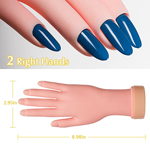 Krofaue A-01 2 Pack Practice Nail Art Trainer Training Hand Tool Flexible Bendable Movable Fake Mannequin Right Hands Manicure Tool thumb #1