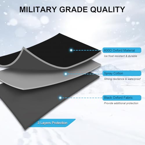Image of Windshield Cover for Ice and Snow,【Newest Durable 600D Oxford Fabric for Efficient Protection】Windshield Snow Cover Against Frost with Straps & Side Panels, Fit for Most Cars, SUVs & Trucks (68 inchx42 inch)