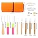 Dreadlock Crochet Hook, 3 Dreadlock Crochet Needle(0.75mm), 5 Different Size Bent Latch Hook, Crochet Needle for Hair Braiding with 40 Dreadlocks Hair Ring and Dreadlocks Tool