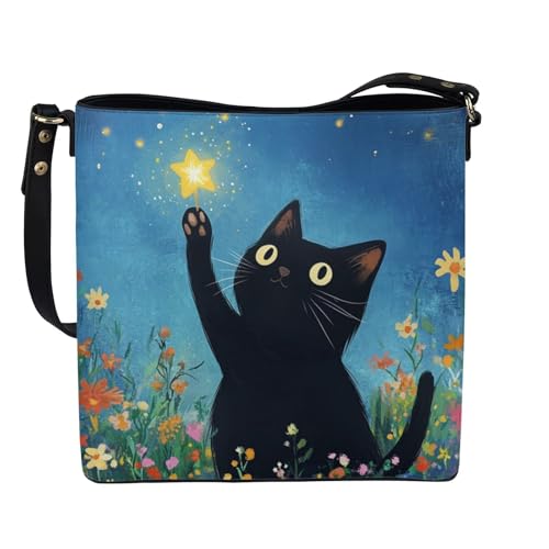 Image of HUGS IDEA Boho Bags for Women Leather Handbag Shoulder Bucket Crossbody Purse
