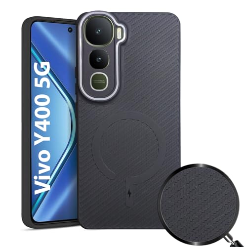 Image of LIRAMARK Rugged Carbon Fibre TPU Armor Silicone Back Cover Case for Vivo Y400 5G