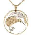 New Zealand Kiwi Pendant & Necklace, Kiwi Coin Hand Cut