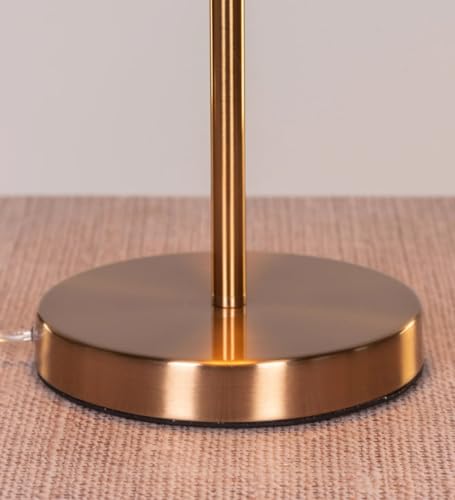 Image of Modern Amber Glass Table Lamp with 3-Color LED | Gold Metal Bedside Lamp for Living Room & Bedroom | Decorative Table Light for Home Decor