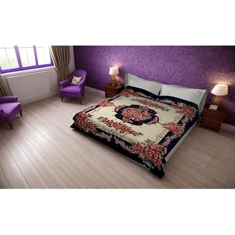 SOLARON Korean Super Thick Heavy Weight Mink Blanket Bed comforters bedspreads Bedding Comforter (King, 60 Flower Purple) Cover
