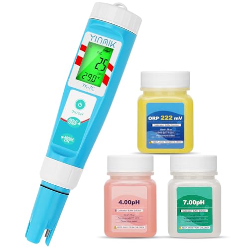 YINMIK Pool Messgerät Digitales 7 in 1 pH und Chlor Messgerät für Schwimmbäder, Whirlpools, Professional pH Salz Chlor ORP EC TDS Temperatur Tester Kit für Hydrokultur Aquarien