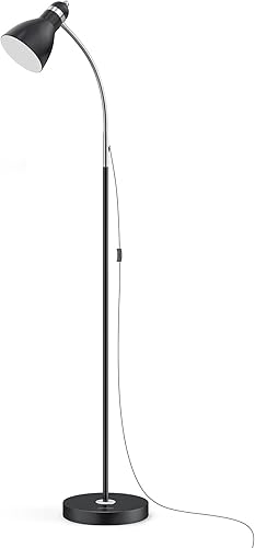 LEPOWER Lámpara de pie, lámpara de pie de metal con base de lámpara E26, lámparas de pie negras duraderas para dormitorio con base de metal pesado,