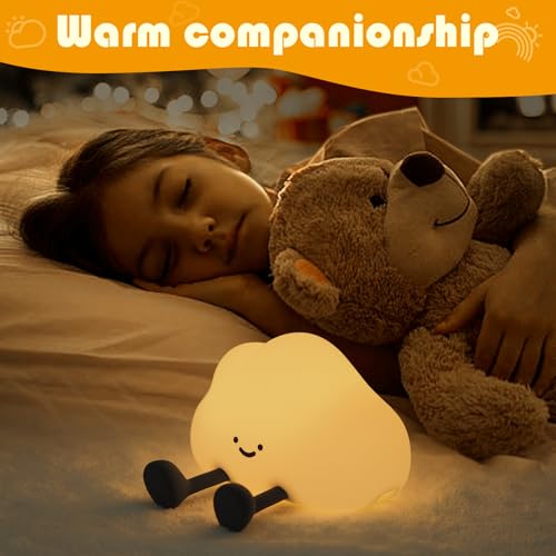 YISUN Cloud Night Light, Cute Silicone Nightlight for Baby Toddler, Rechargeable LED Nursery Lamp with Timer, 3 Level Dimmable Soft Squishy Night Lamp Gift for Bedroom Kids Room Decor - Image 6