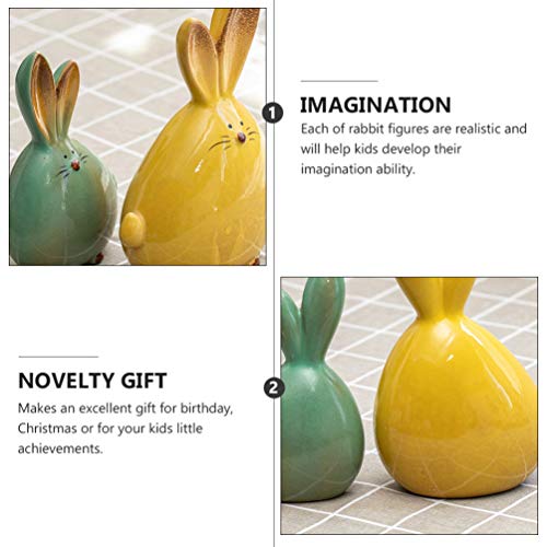 Balacoo VHHZ22CMAL905UAAANC11JK9 2Pcs Ceramic Rabbit Figurine Easter Bunny Figure Sculpture Ornaments Desktop Animals Ceramic Rabbit Statue Easter Party Favor Gifts thumb #3