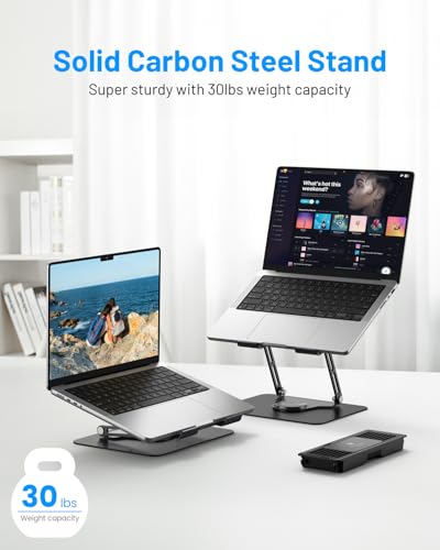 Image of Adjustable Laptop Cooling Stand with Detachable Thermoelectric Cooler, 360 Rotation Base, Solid Carbon Steel, 20Db Ultra-Quiet, 2-Power Peltier Cooling Pad for Laptop up to 16-inch