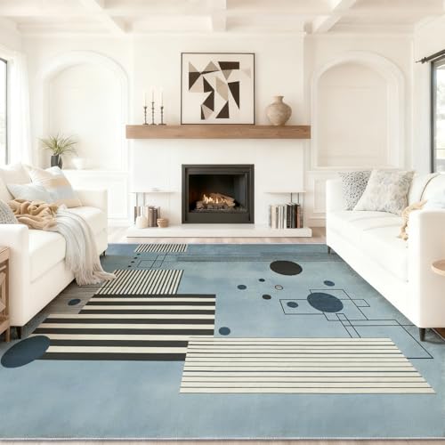 Tapis salon lavable en machine et antidérapant géométrique - 2