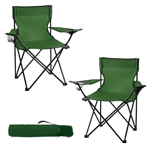 Genérico Paquete de 2 sillas de Camping Plegables y Ligeras con Bolsa de Transporte, sillas portátiles compactas for Actividades al Aire Libre(Green2)