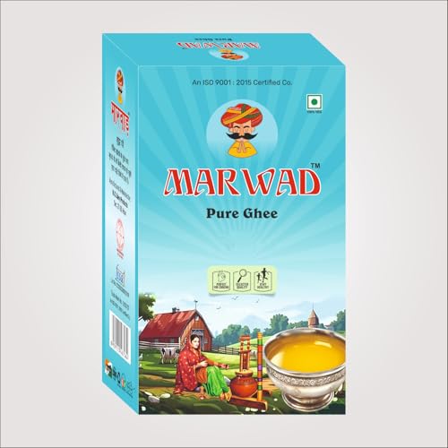 Image of Marwad Desi Cow Ghee Pure and Healthy 1Ltr | Curd Churning Bilona Method Ghee Good For Health | Grassfed, Cultured, Premium & Traditional Ghee (1 Liter-M)