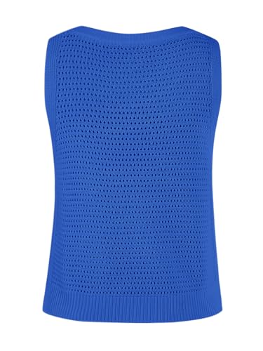 Image of FISACE Womens Crochet Tank Top Sleeveless Knit Summer Sweater | Round Neck, Hollow Out, Lightweight , Casual Crop,Cute Boho Vest
