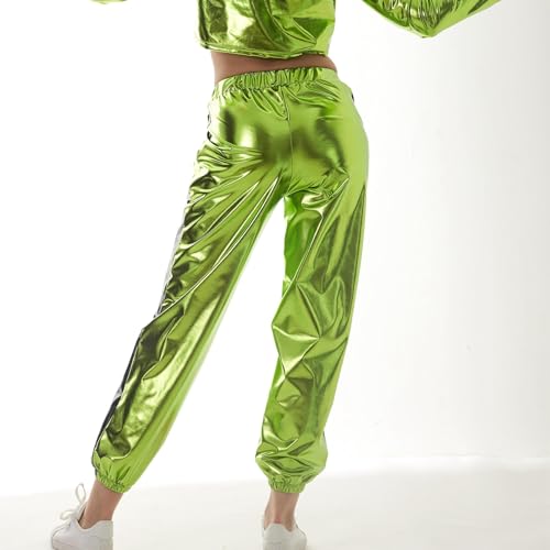 Pantalones de mujer negros de pierna ancha recta estilo punk 3