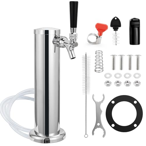 Ferroday Single Beer Tap Draft Kegerator Tower 3 Keg Tower for Countertop