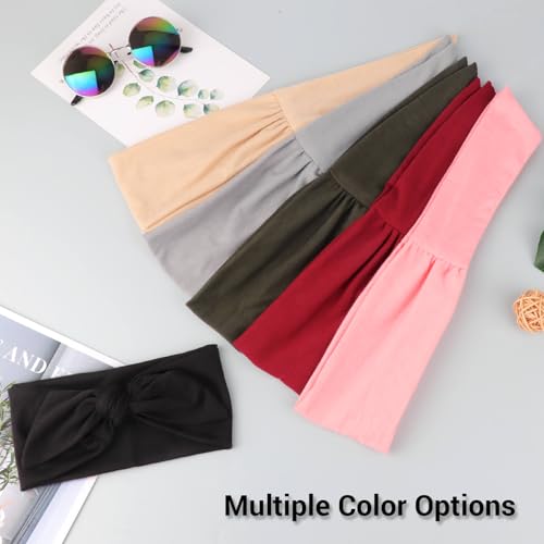 Image of DRESHOW 6 PCS Adjustable Headbands for Women Knotted Headbands Elastic Non-Slip Fashion Hair Bands for Workout Sports Running Yoga