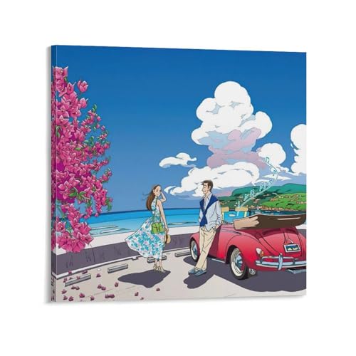 わたせせいぞう漫画家芸術ポスター (19) オフィス ベッドルーム ダイニングルーム装飾 キャンバス 印刷 アートパネル24x24inch(60x60cm)