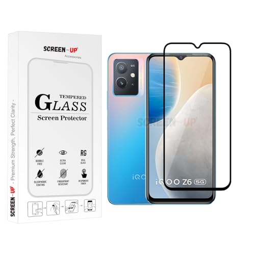 Image of ScreenUp Tempered Glass For vivo iQOO Z6 - Ultra Clear, 9H Scratch Resistant, Full Coverage, Easy Install Screen Protector