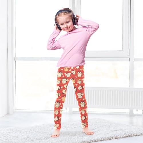 KLL Monkey Red Girls Leggings Stretchy Full Length Dance Pants Exercise4