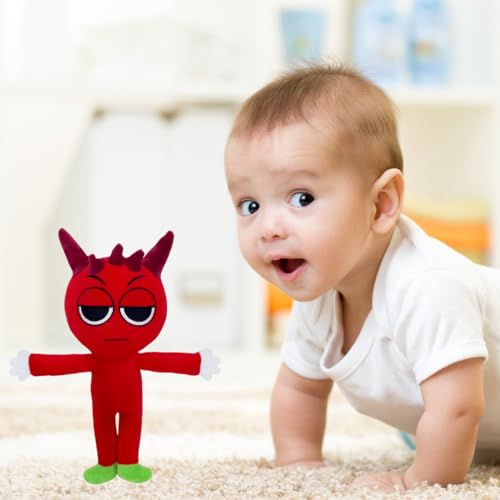 Image of Customized Text Standing Red Sprunki Plush Toys