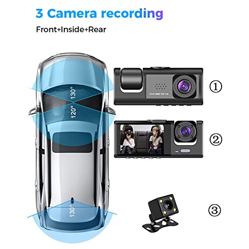 Ksrnsne 1 Set 3 Camera Dash Cam 1080P 2 Inch Screen Dashcam Black Driver Recorder for Taxi CAR DVR Rear Camera Universal - Image 4