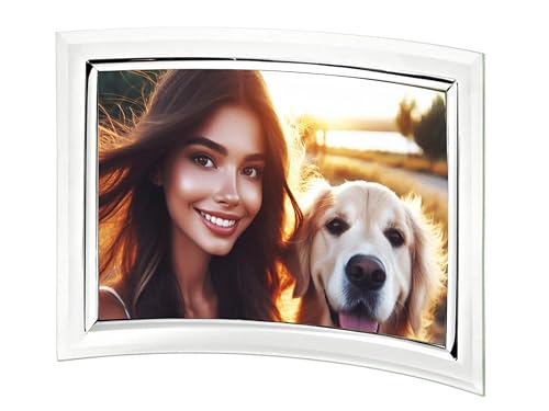 CAPESTORE Cornice Curva Portafoto da Tavolo per Foto in Vetro Concavo - Idea Regalo (Trasparente, 13x18 Orizzontale)