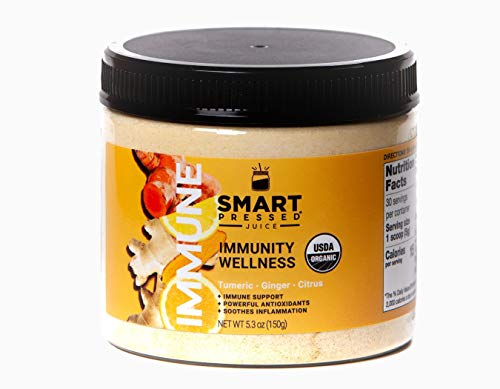 Smart Pressed Juice Immunity Wellness Drink | Organic Turmeric Curcumin Ginger Shot for Immune Support | Apple Cider Vinegar Lemon Ginger & Echinacea | Natural Ingredients | Made in USA | 30 Servings