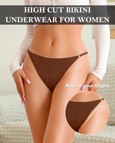 K-Cheony Seamless No Show Underwear For Women High Cut Bikini String Panties Soft Breathable Briefs 5 Pack thumb #2