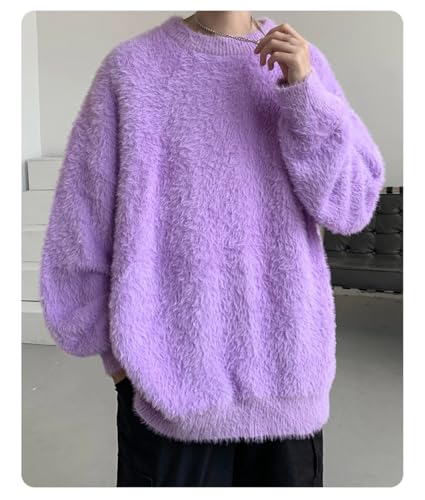 Mens Harajuku Knitted Sweater Oversized Pullovers Casual Hip Hop Crewneck Sweater Jumper2