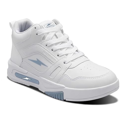 Image of BRUTON Genz Men's High-Top Lightweight | Casual Shoes Comfortable Lace-Up White Shoes with Soft Cushion Insole