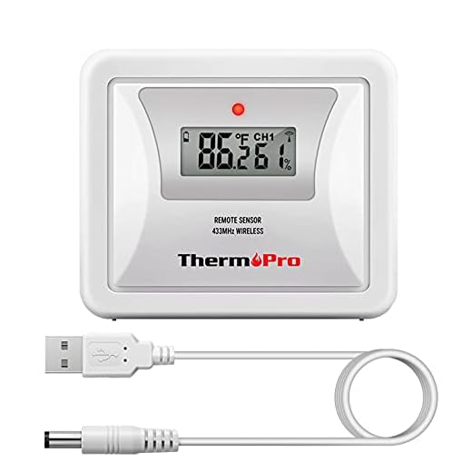 ThermoPro TX-5 Universal Rainproof Transmitter Monitor Temperature and Humidity Outdoor Sensor with LCD Display, Only Compatible with TP60S/TP62/TP65 Series Indoor Outdoor Thermometer