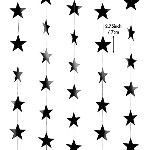 Image of Patelai 130 Feet Glitter Star Garland Banner 2026 Party Decoration Double Side Star Hanging String Streamer Paper Twinkle for Graduation Wedding Birthday (Black)